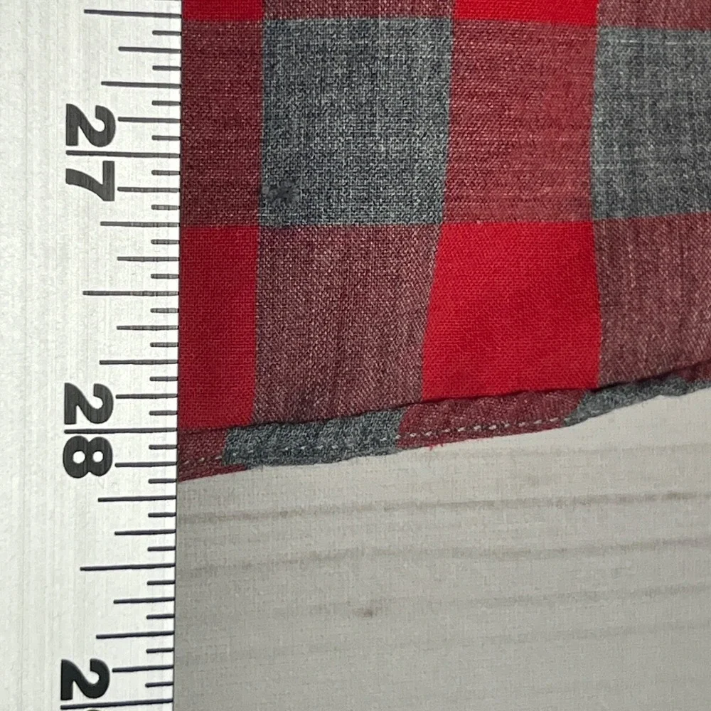 J Crew‎ Shirt Mens Medium Red Gray Check Button Up Cotton Long Sleeve Collared